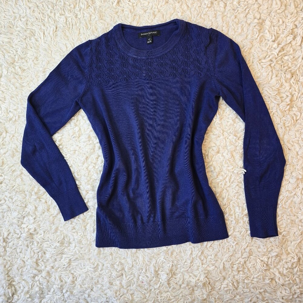 Banana Republic Blue Cotton Sweater, Size XS